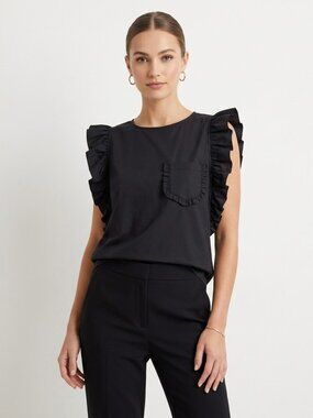 Chepè Italy Ruffle Sleeve Blouse Cotton Made in Italy Statement Top L